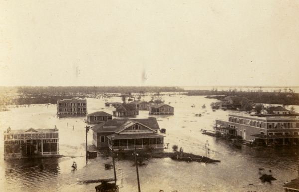 Bird's eye view overlooking Everglades City after the 1926 hurricane.