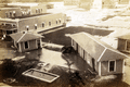 Bird's eye view showing small office buildings in Everglades City displaced by the 1926 hurricane.