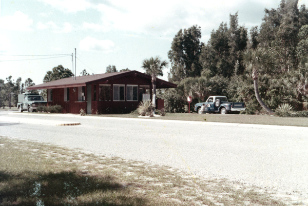 Ranger station at the Koreshan State Historic Site park in Estero, Florida.