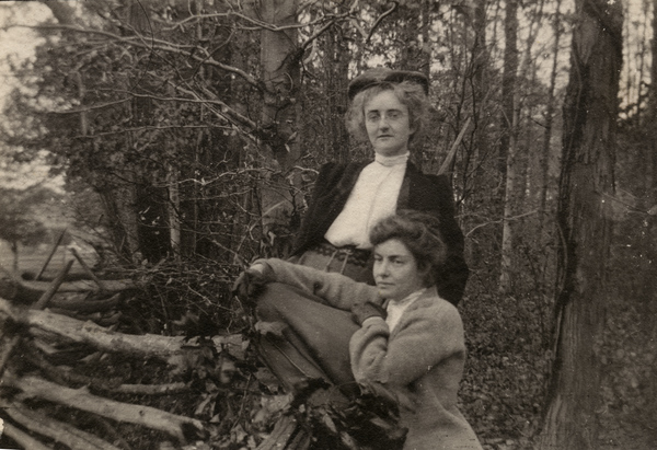 Koreshan Annie Ray Andrews, back, with a friend.