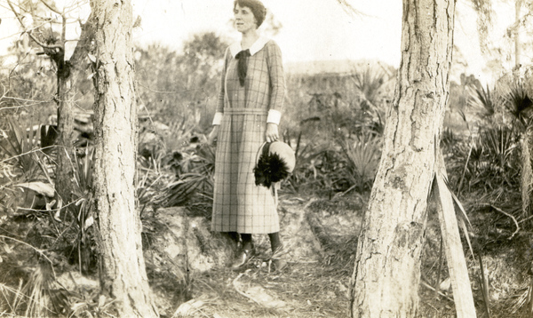 Imogene Bubbett Rahn at the Bamboo Landing entrance in Estero, Florida.