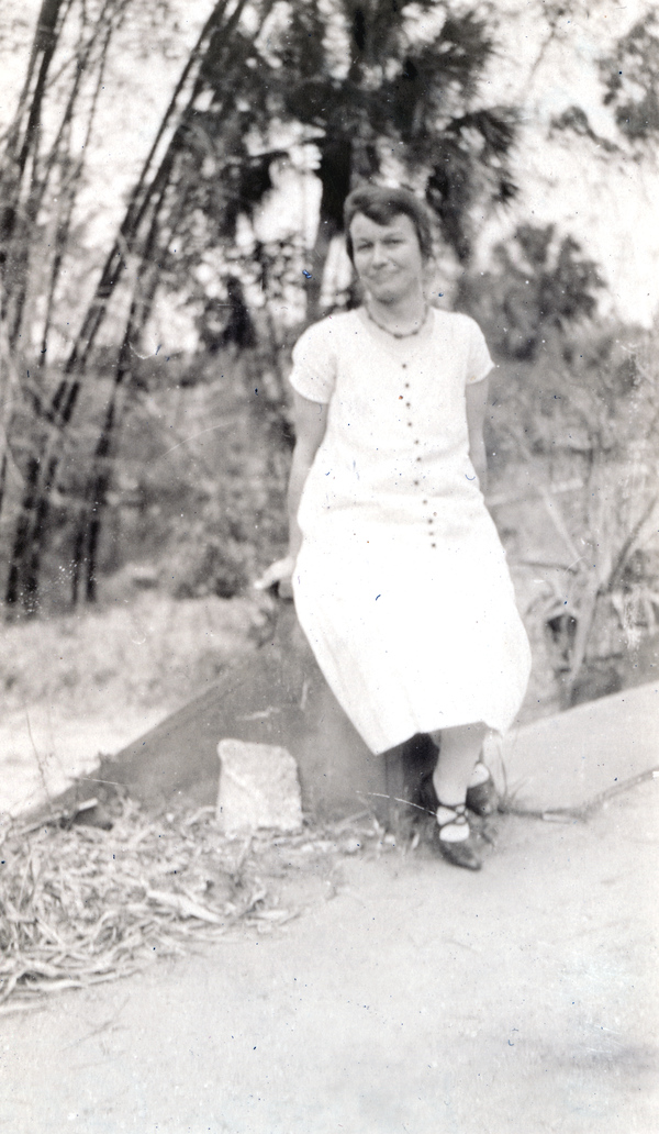 Outdoor portrait of Koreshan Cora Stephens.