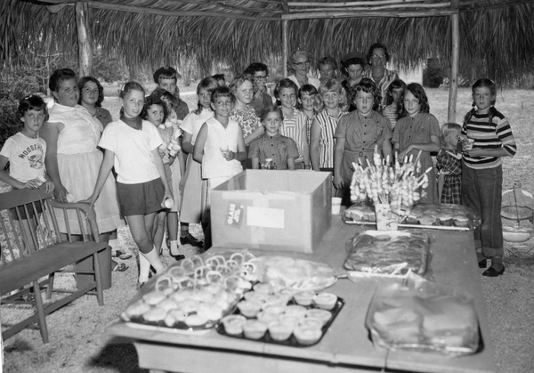 Group portrait during a Scouts Easter party at Koreshan Unity in Estero, Florida.