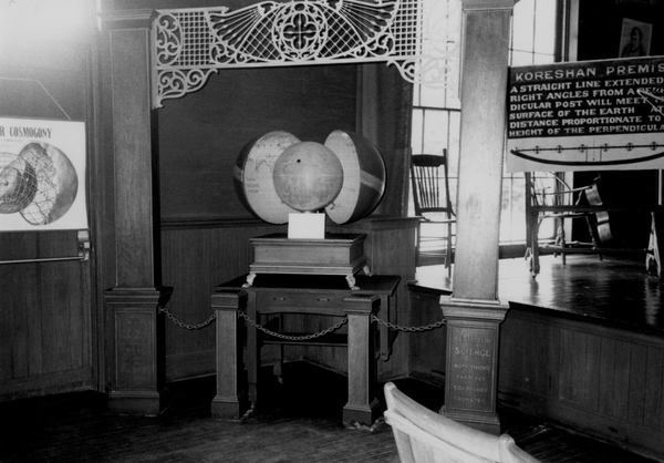 Hollow earth globe on display in Art Hall during the 1987 Solar Festival at the Koreshan State Historic Site park in Estero, Florida.