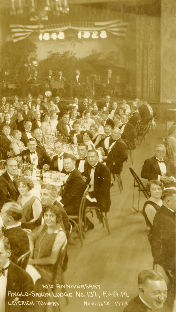 Koreshan Imogene Bubbett Rahn at the 80th anniversary of the Anglo-Saxon Lodge No. 137, F. & A.M. at the Leverich Towers Hotel in Brooklyn, New York.
