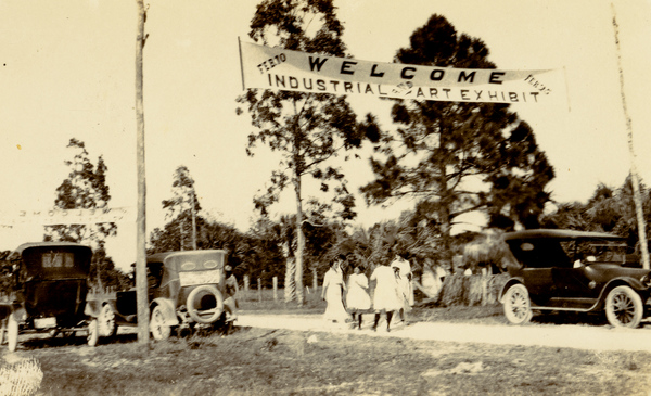 Visitors at the Koreshan Unity's Industrial and Art Exhibit in Estero, Florida.