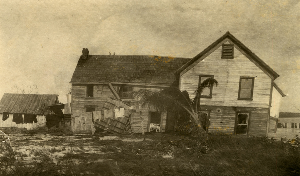 Koreshan Unity home at Carlos Point shown after hurricane.