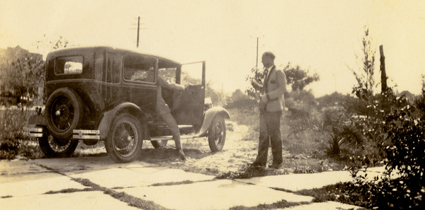 Henry Ford, left, visiting Koreshan Unity member Thomas P. Gay in Ft. Myers, Florida.