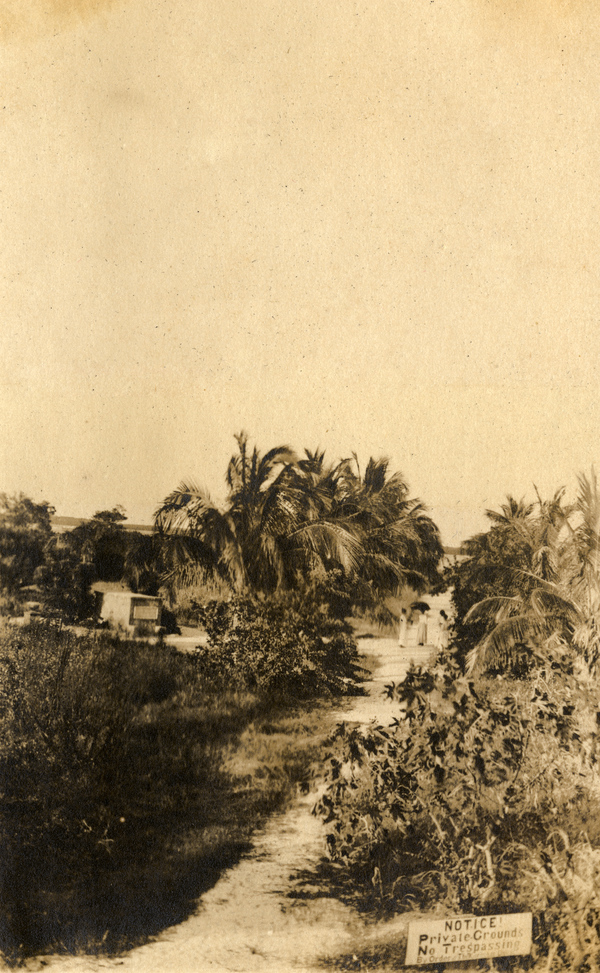 Bird's eye view looking toward Dr. Teed's mausoleum at Ft. Myers Beach on Estero Island, Florida.