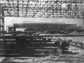 Close-up view showing seaplane hangars under construction near Lake Okeechobee.