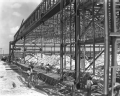 Close-up view showing seaplane hangars under construction near Lake Okeechobee.