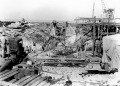 Close-up view showing construction of a hydraulic lock near Lake Okeechobee.