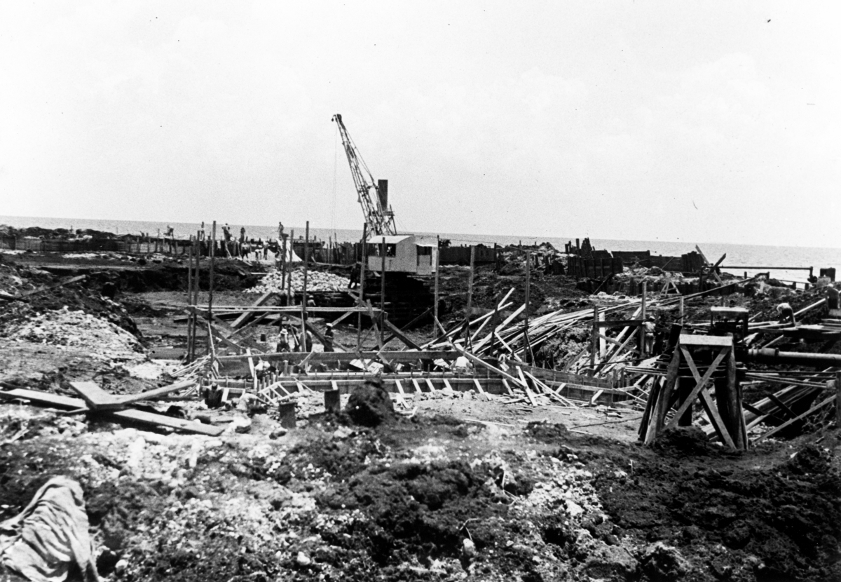 Construction site for hurricane gate structure #4 on Lake Okeechobee.