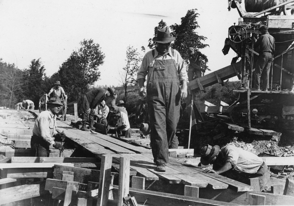 Construction workers busy near Lake Okeechobee.