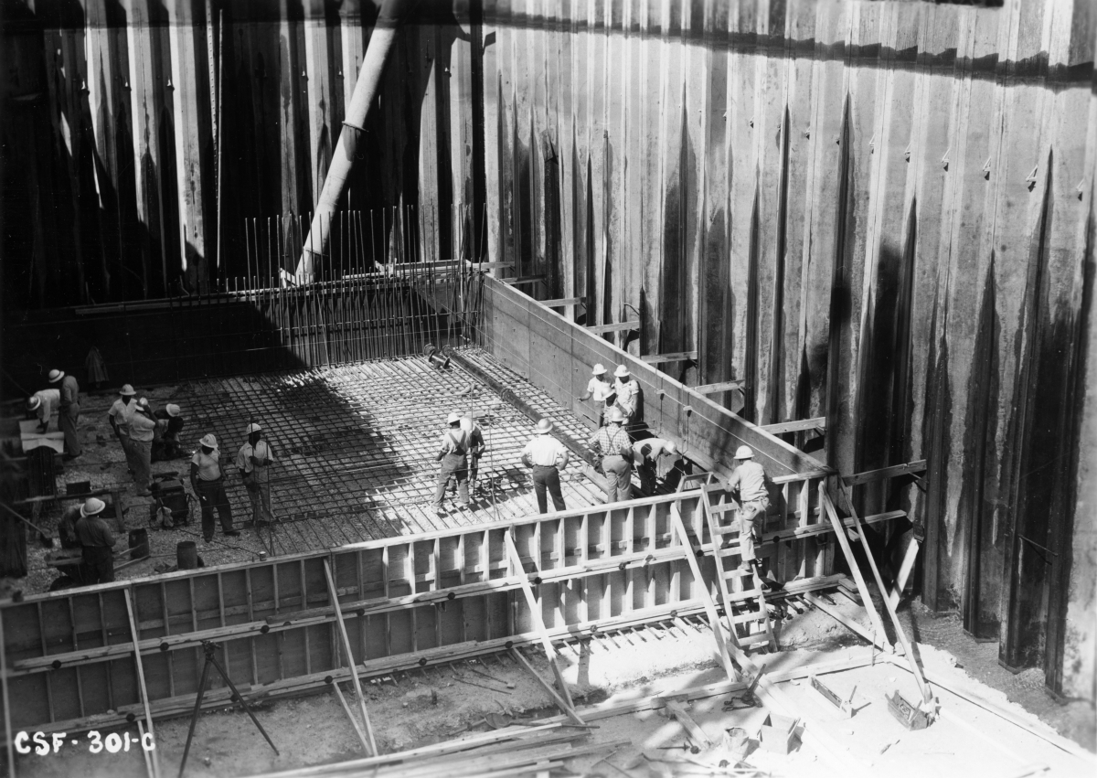 Close-up view showing hydraulic structure being constructed in the CSF Flood Control District at Lake Okeechobee.