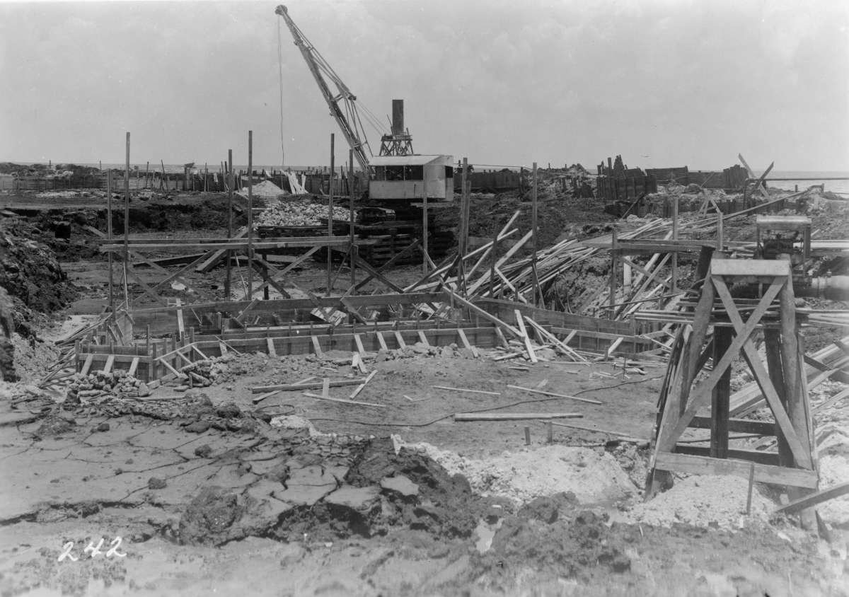 Construction site for hurricane gate structure #4 on Lake Okeechobee.
