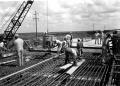 Concrete being poured during construction of hydraulic structure near Lake Okeechobee.