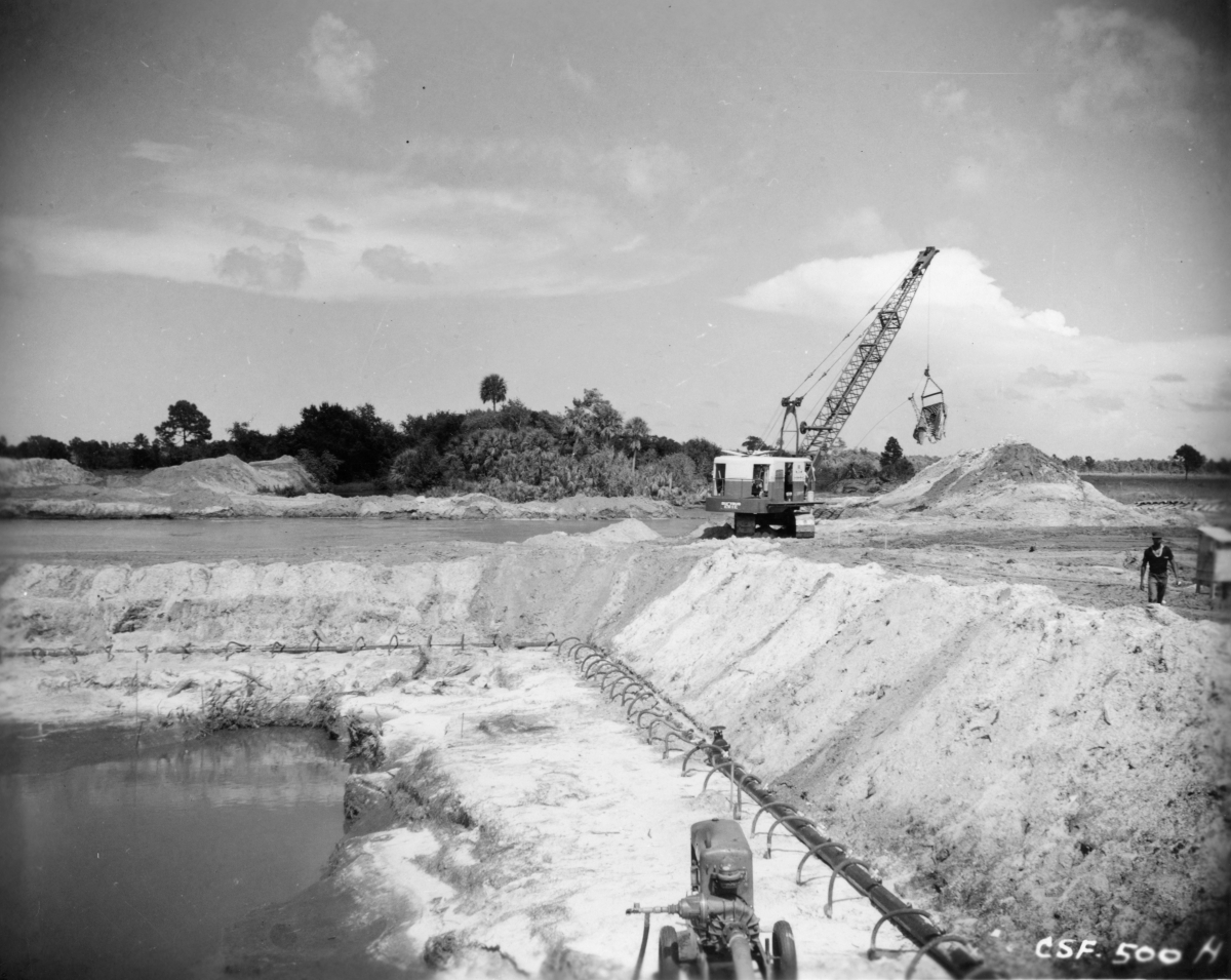 Construction of structure #46 at canal 18 in the CSF Flood Control District near Lake Okeechobee.
