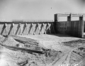 Close-up view showing construction of spillway in the CSF Flood Control District near Lake Okeechobee.