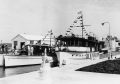 Close-up view showing boats in the lock at Moore Haven.