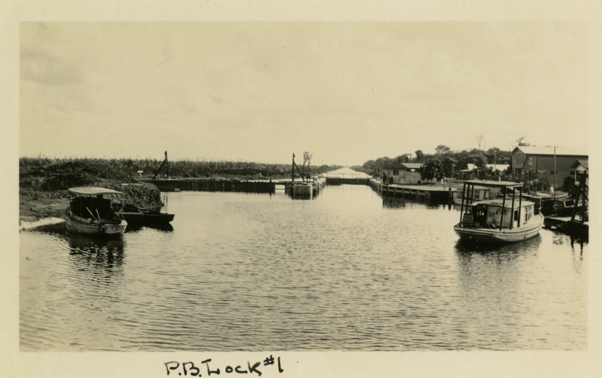 P.B. lock #1 at Canal Point in the Everglades Drainage District.