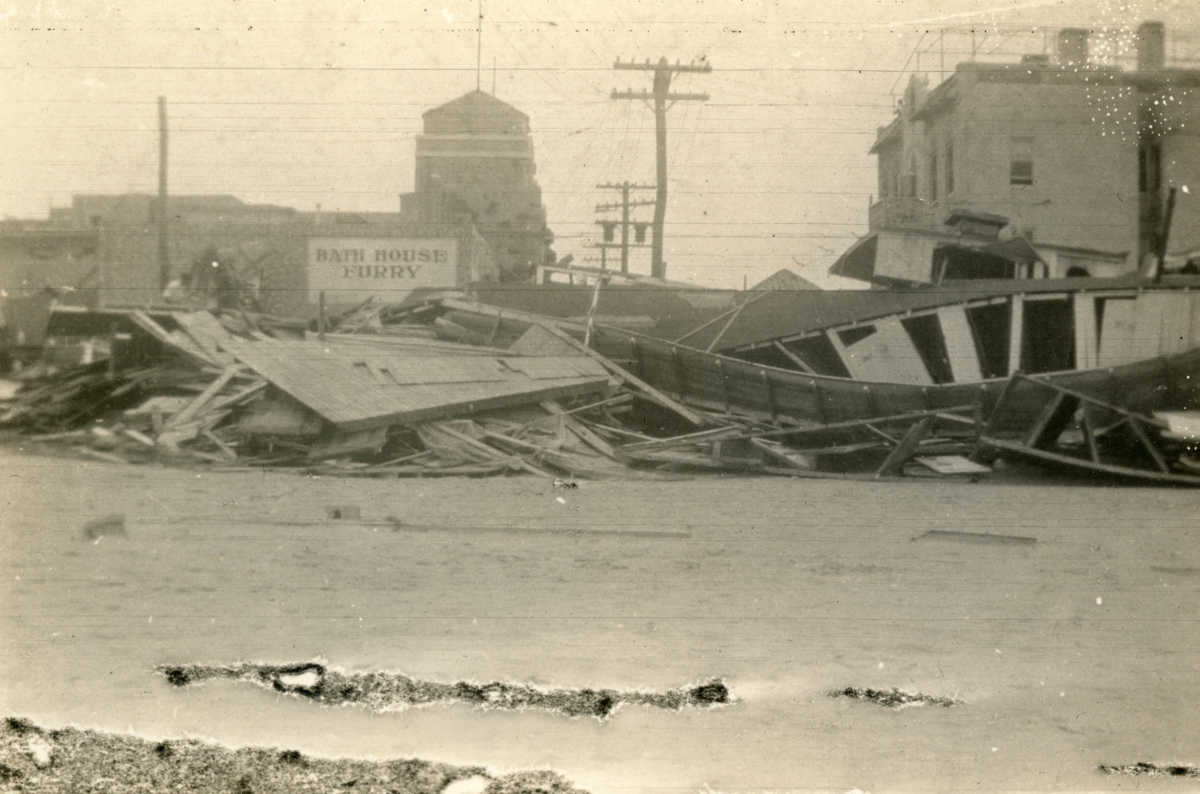 Bathhouse on Ocean Dr. demolished by the 1926 hurricane in Miami Beach.