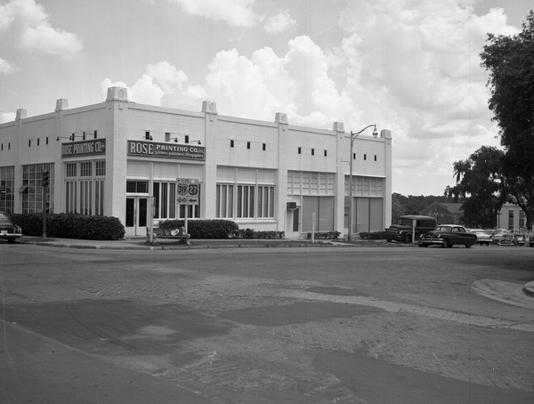 Rose Printing Co. building on the corner of Monroe and Pensacola streets in Tallahassee, Florida.