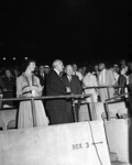 Governor LeRoy Collins, left, with FSU president Gordon Blackwell at a Seminoles football game in Tallahassee.