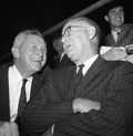 Governor LeRoy Collins, left, with FSU president Gordon Blackwell at a Seminoles football game in Tallahassee.
