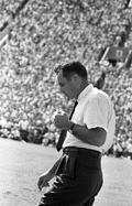 FSU head football coach Bill Peterson on sideline during game against UF in Gainesville.