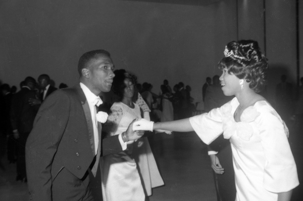 Miss FAMU, Diane Spratling (later Bargman), at ball dancing with escort Herbert Smith.