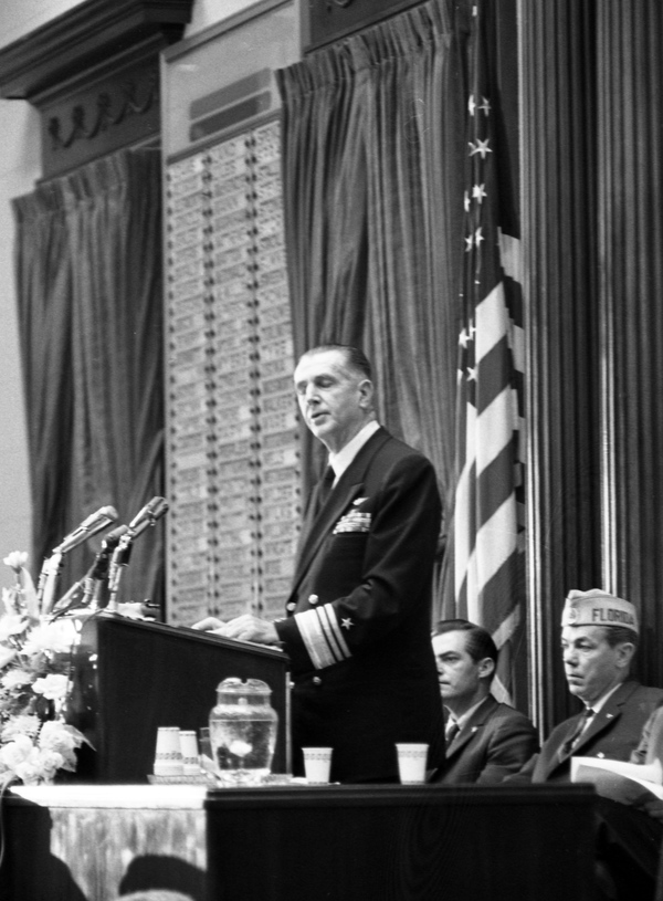 Vice Admiral Fitzhugh Lee speaking at the Florida House chamber on Veterans Day in Tallahassee.