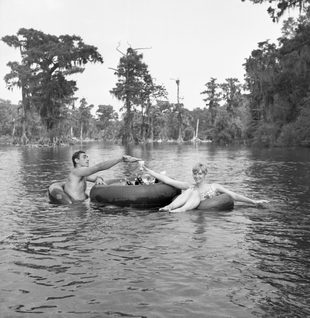 FSU students tubing at Wakulla Springs.