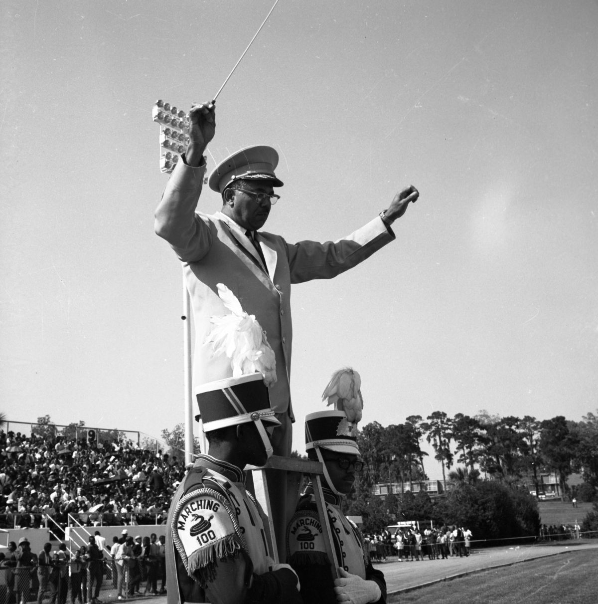 FAMU band director W.P. Foster at Bragg Memorial Stadium during homecoming football game in Tallahassee.