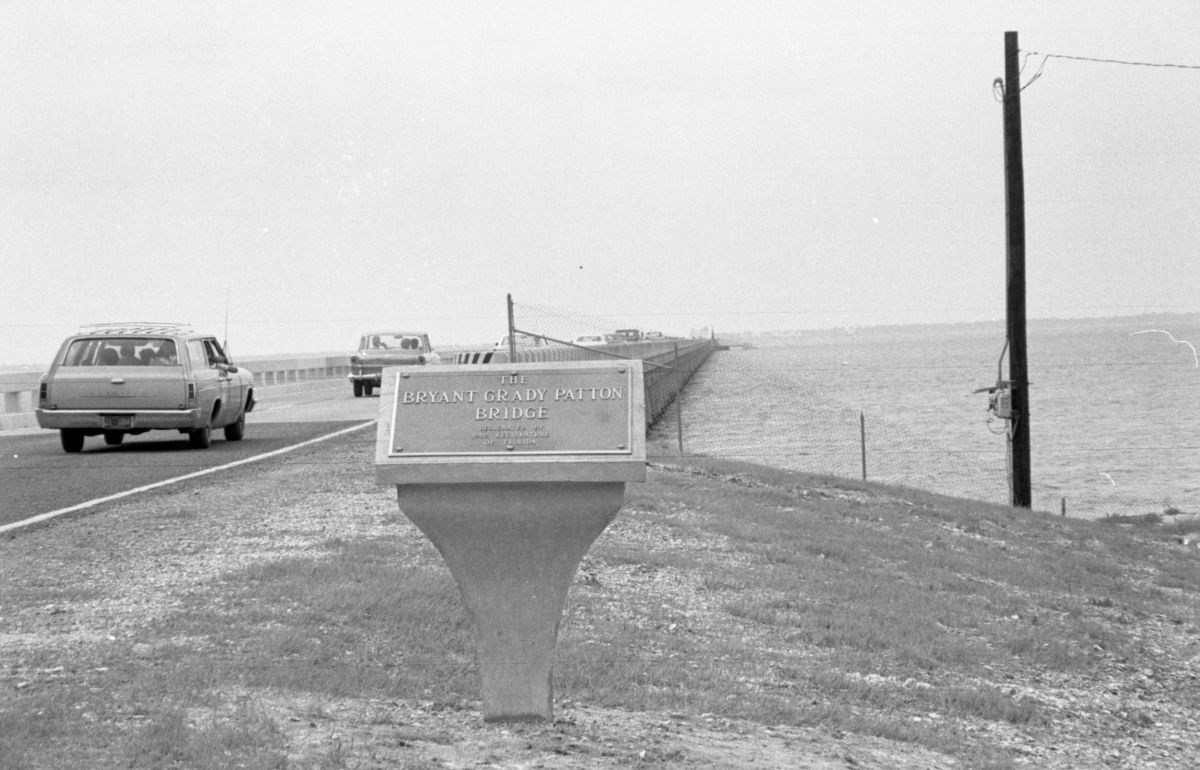 Bryant Grady Patton Bridge marker on dedication day in Apalachicola.