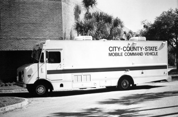 City, County, State Mobile Command Vehicle parked at the Altamonte Springs Public Safety Building.