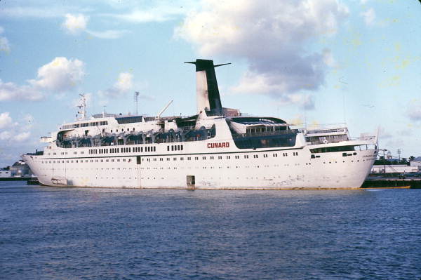 Cunard liner after fire at sea.