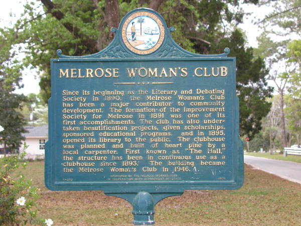 Historical marker for the Melrose Woman's Club