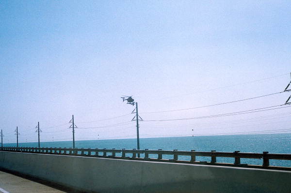 Work being done on powerline next to Long Key bridge.