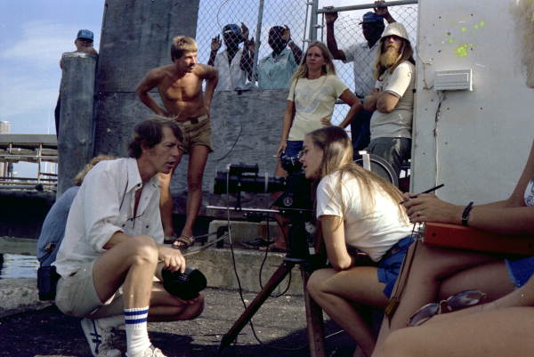 Film crew on the set for filming of the movie "Cuba Crossing" - Key West, Florida.