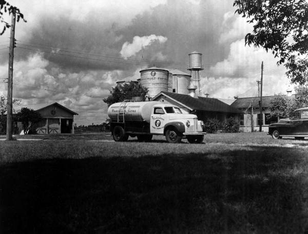 Shadowlawn Farms truck at Foremost Dairies plant in Penney Farms.