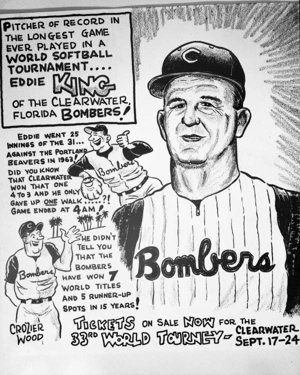 Poster advertising the 33rd World Softball Tournament in Clearwater.