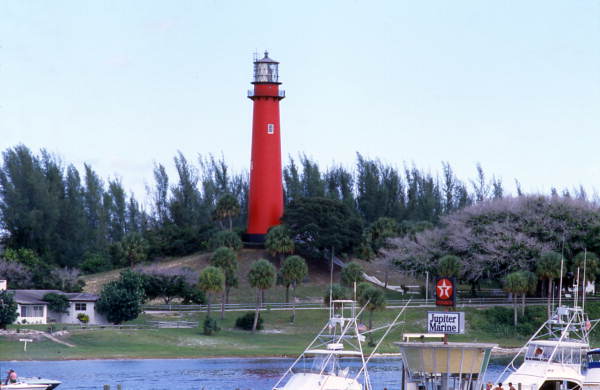 View of the Historic Jupiter Inlet lighthouse in Palm Beach County, Florida.