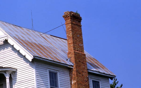 View showing chimney at the Frank Saxon House located at 200 Saxon Ave. in Brooksville, Florida.