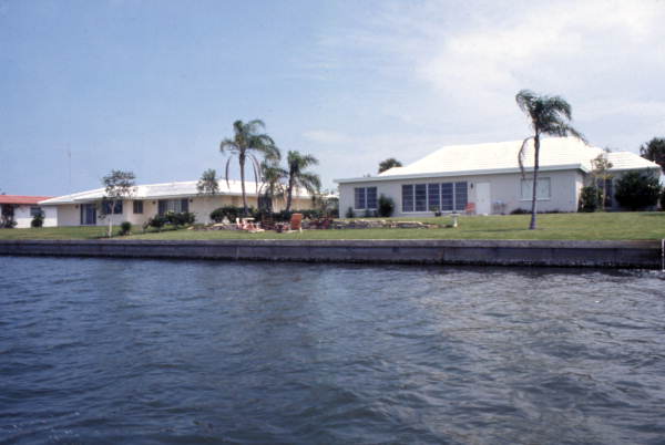 View of waterfront homes in Cocoa, Florida.