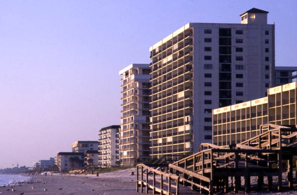 View of condos at Cocoa Beach, Florida.