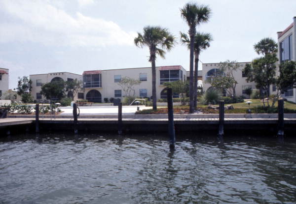 View showing waterfront residences in Cocoa, Florida.