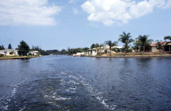 View of waterway and homes in Cocoa, Florida.
