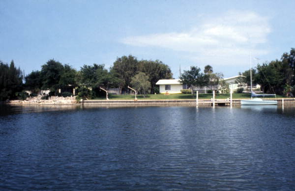 View looking at a waterfront house in Cocoa, Florida.