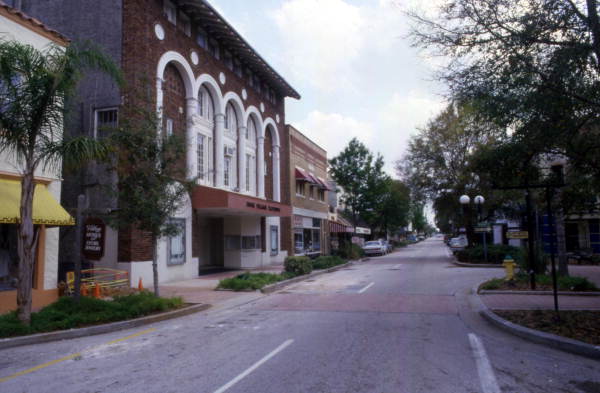 View looking south along Brevard Ave. at Cocoa Village, Florida.